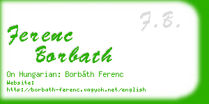 ferenc borbath business card